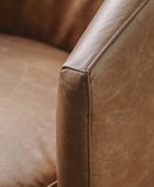 Brown Leather Armchair with Oak Legs - The Farthing