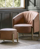 Brown Leather Armchair with Oak Legs - The Farthing