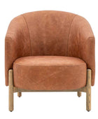 Brown Leather Armchair with Oak Legs - The Farthing