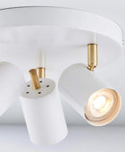 Brushed Brass and Matt White 3 Spot Ceiling Light - The Farthing