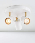 Brushed Brass and Matt White 3 Spot Ceiling Light - The Farthing