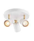 Brushed Brass and Matt White 3 Spot Ceiling Light - The Farthing