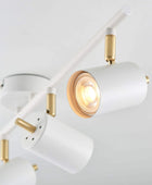 Brushed Brass and Matt White 4 Gang Spot Lamp - The Farthing