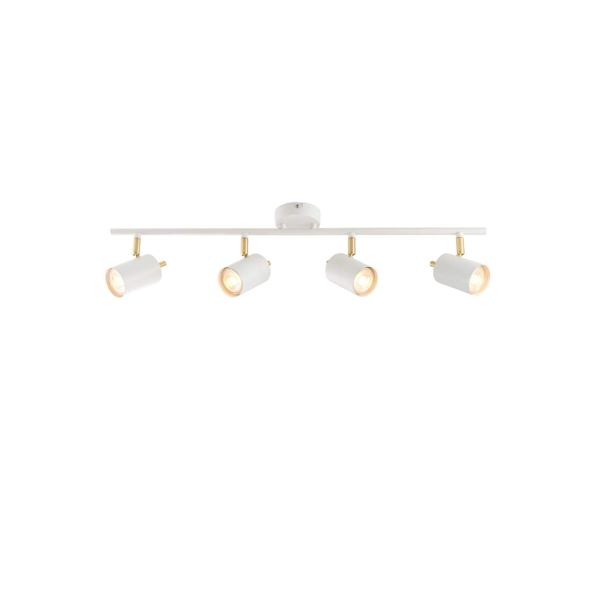 Brushed Brass and Matt White 4 Gang Spot Lamp - The Farthing