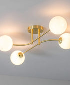 Brushed Brass Art Deco Inspired Four Globe Ceiling Light - The Farthing