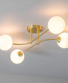 Brushed Brass Art Deco Inspired Four Globe Ceiling Light - The Farthing