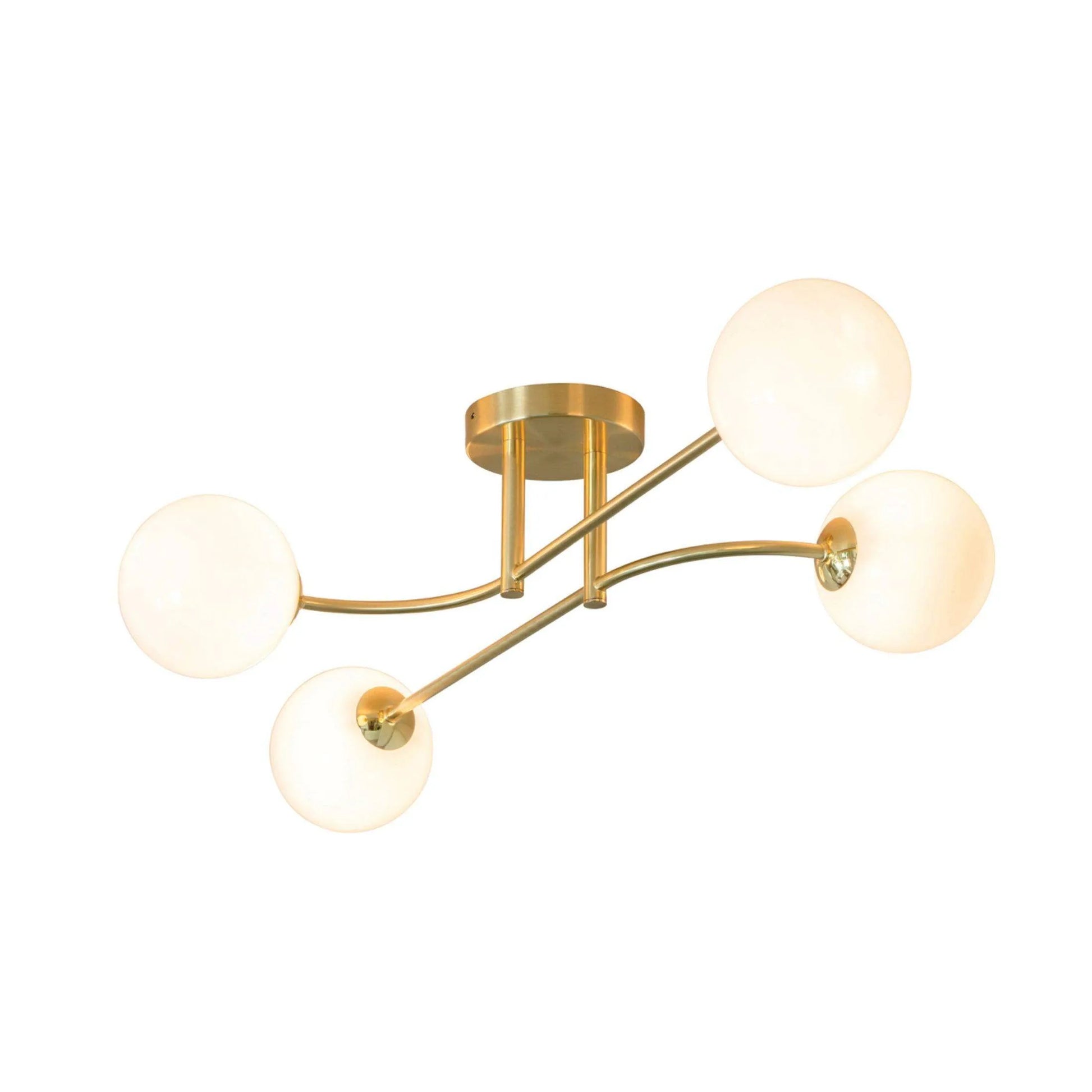 Brushed Brass Art Deco Inspired Four Globe Ceiling Light - The Farthing