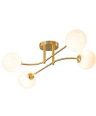 Brushed Brass Art Deco Inspired Four Globe Ceiling Light - The Farthing