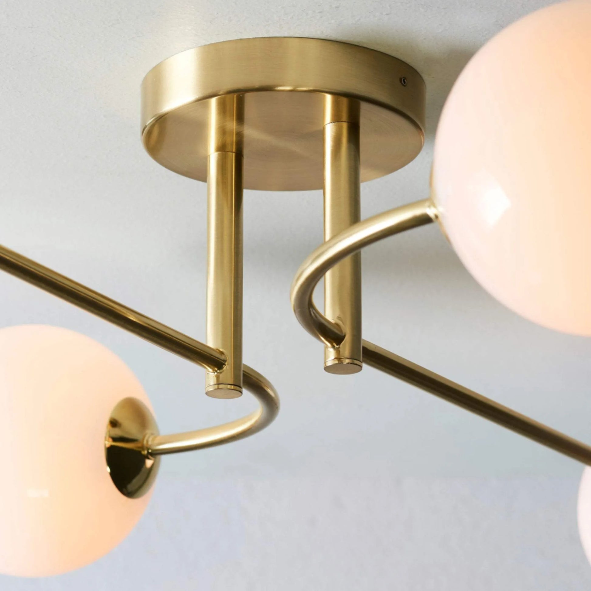 Brushed Brass Art Deco Inspired Four Globe Ceiling Light - The Farthing