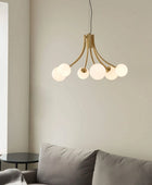 Brushed Brass Art Deco Inspired Six Globe Pendant Light - The Farthing