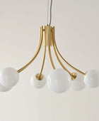 Brushed Brass Art Deco Inspired Six Globe Pendant Light - The Farthing