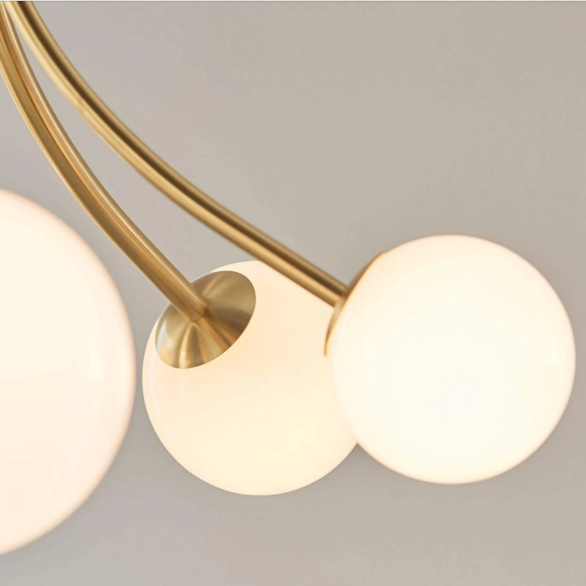 Brushed Brass Art Deco Inspired Six Globe Pendant Light - The Farthing