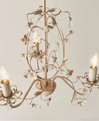 Brushed Gold & Cream Flower Chandelier Pendant Light - The Farthing