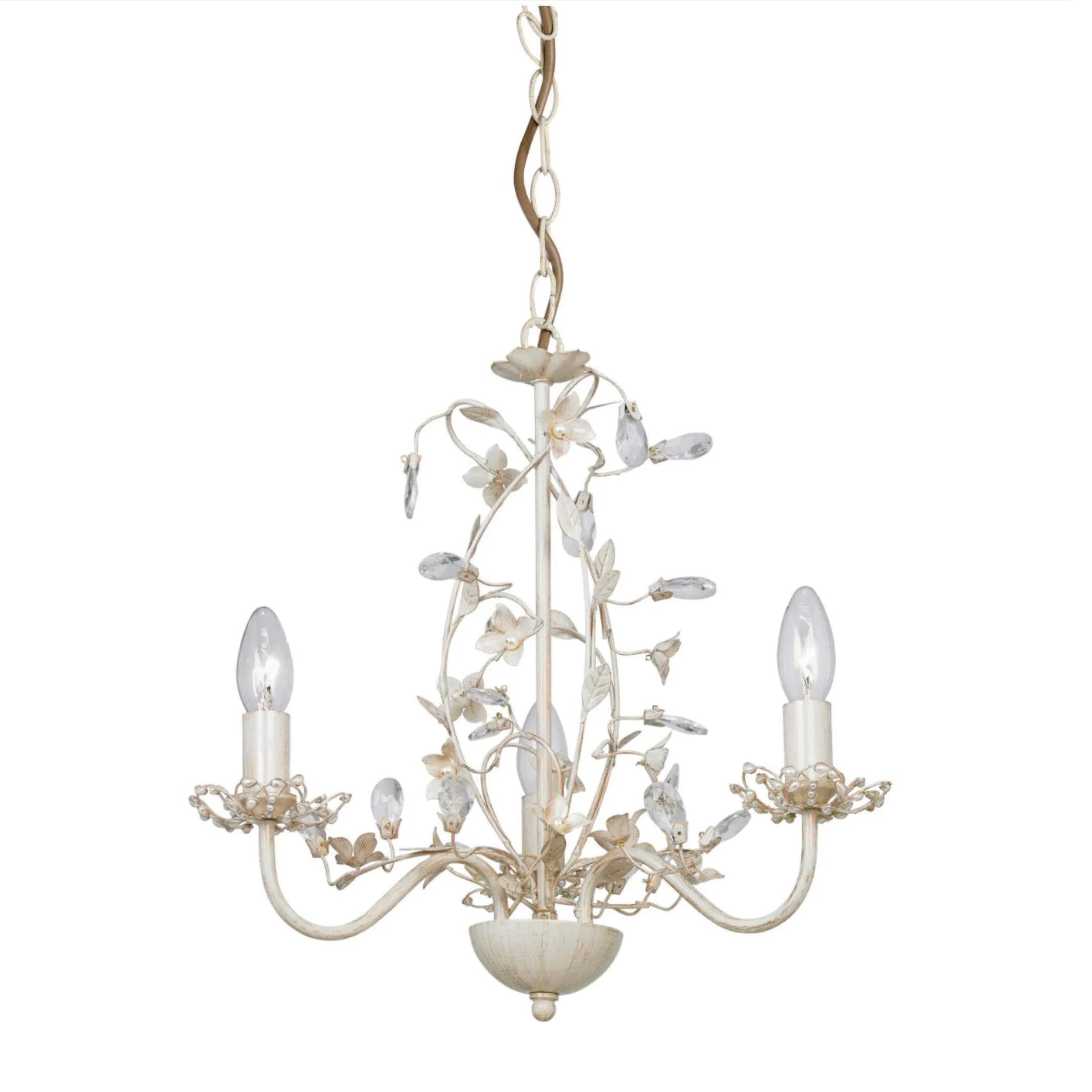 Brushed Gold & Cream Flower Chandelier Pendant Light - The Farthing