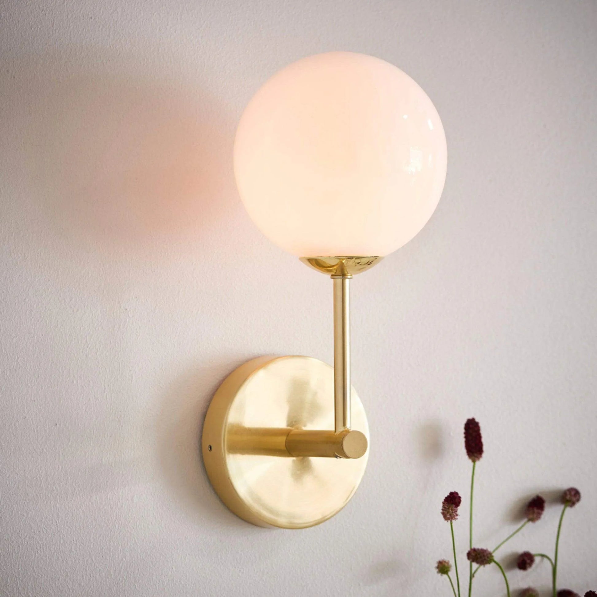 Brushed Gold Art Deco Globe Wall Light - The Farthing