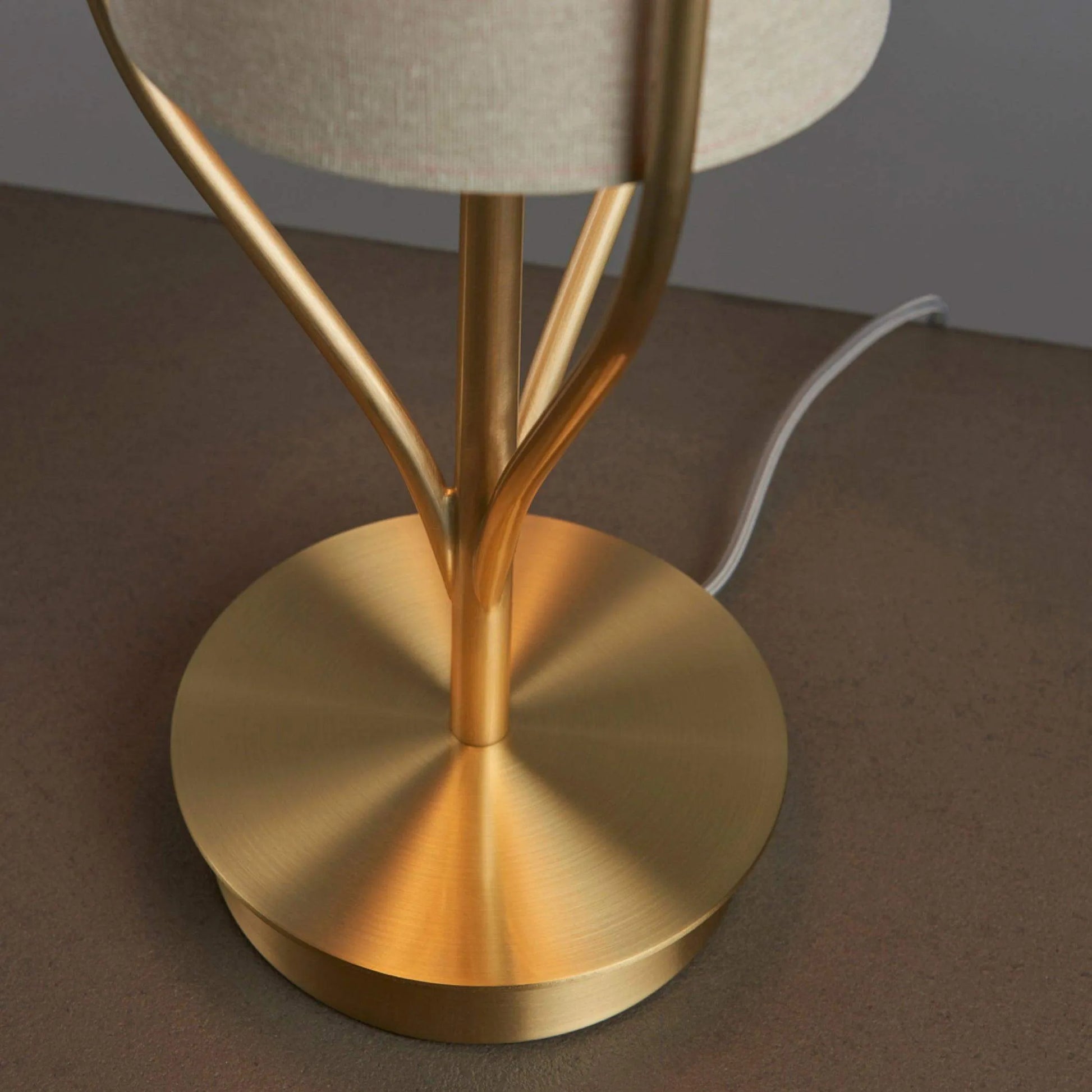 Brushed Gold Table Lamp & Fabric Cylinder Shade - The Farthing