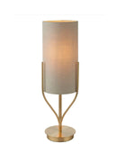 Brushed Gold Table Lamp & Fabric Cylinder Shade - The Farthing