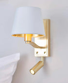 Brushed Satin Gold Wall Light with Shade & adjustable LED reading light - The Farthing