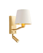 Brushed Satin Gold Wall Light with Shade & adjustable LED reading light - The Farthing