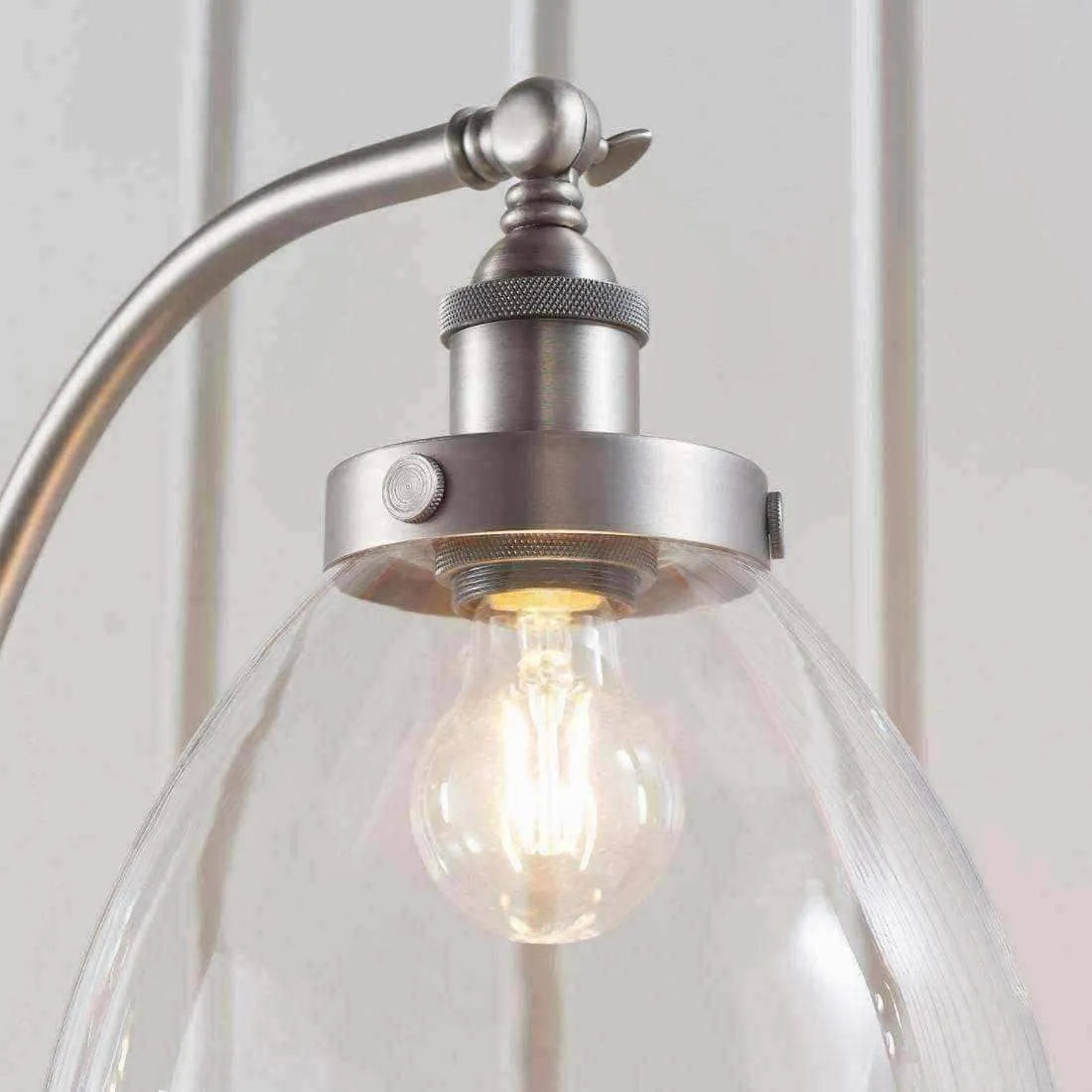 Brushed Silver and Glass Shade Floor Lamp - The Farthing