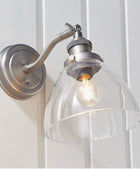 Brushed Silver Metal & Glass Wall Light - The Farthing