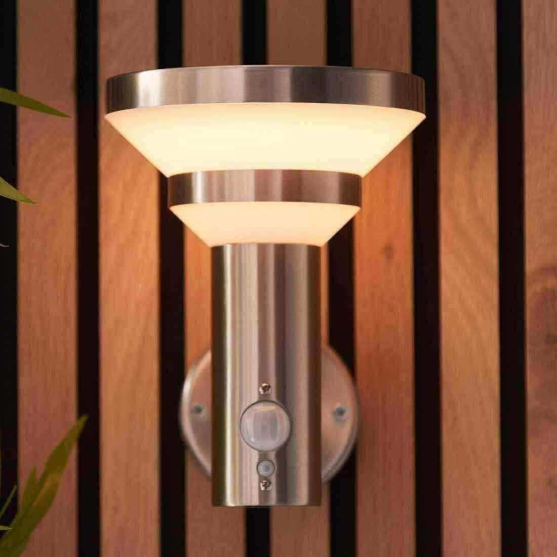 Brushed Stainless Steel Solar-Powered Exterior wall light - The Farthing