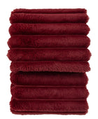 Burgundy Ribbed Faux Fur Throw - The Farthing