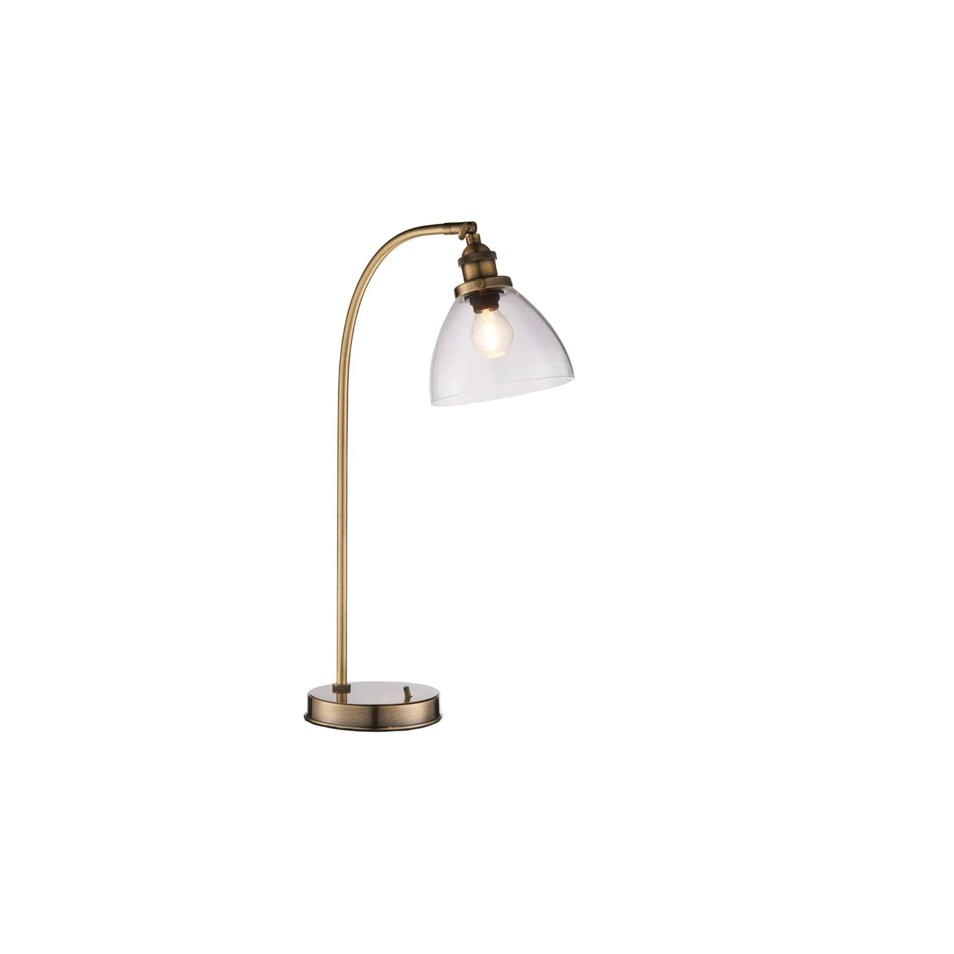 Burnished Brass and Glass Shade Table Lamp - The Farthing