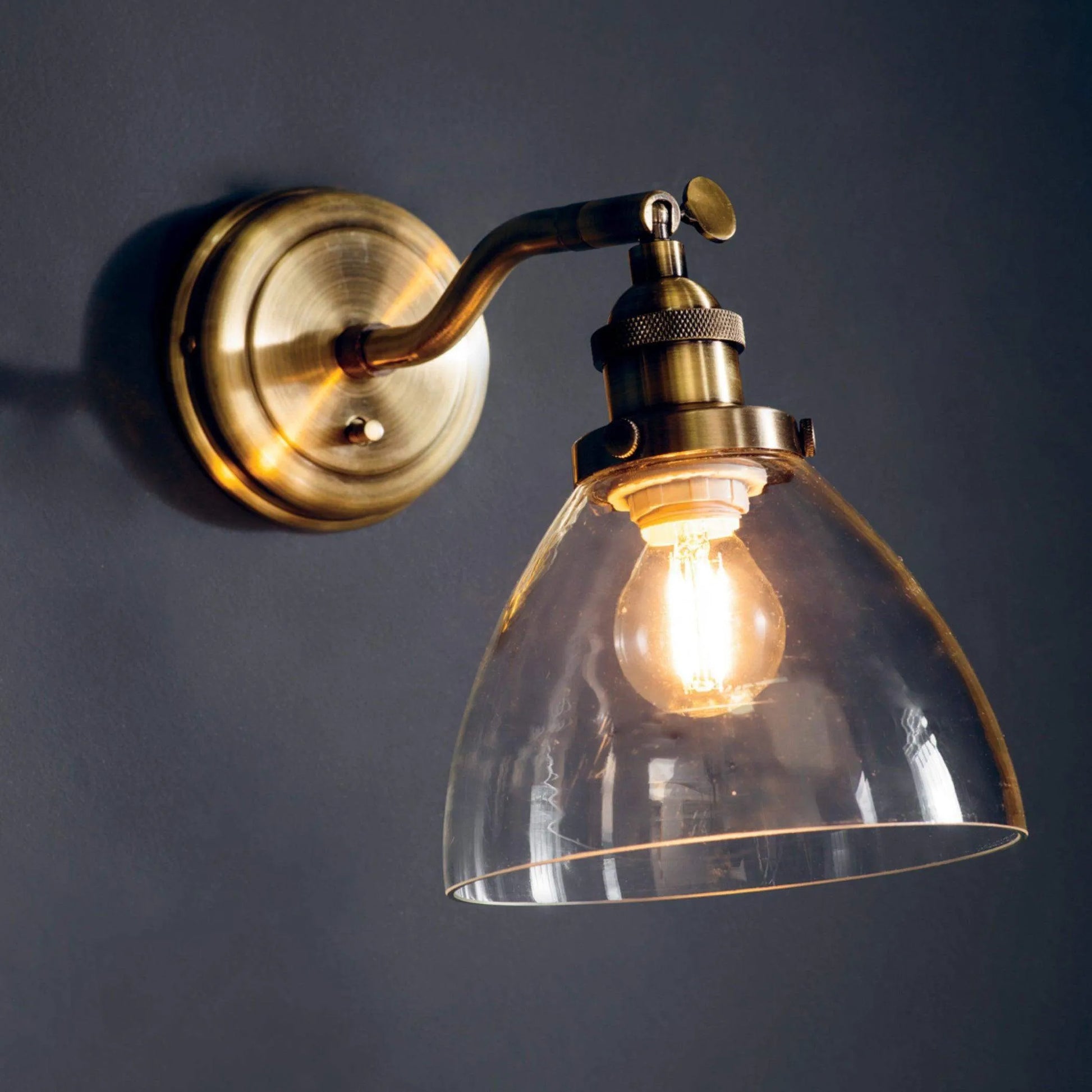 Burnished Brass Glass Wall Light - The Farthing