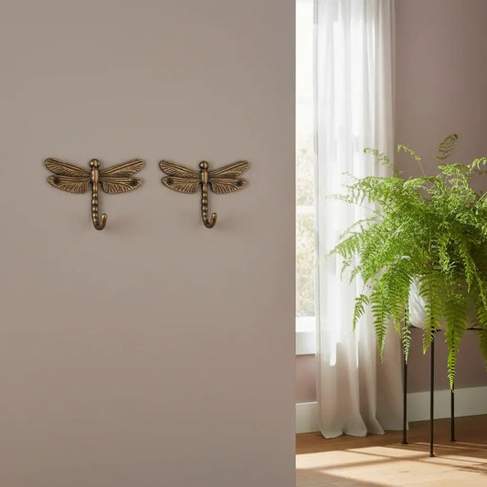 Set of 2 Bronze Dragonfly Door Hooks