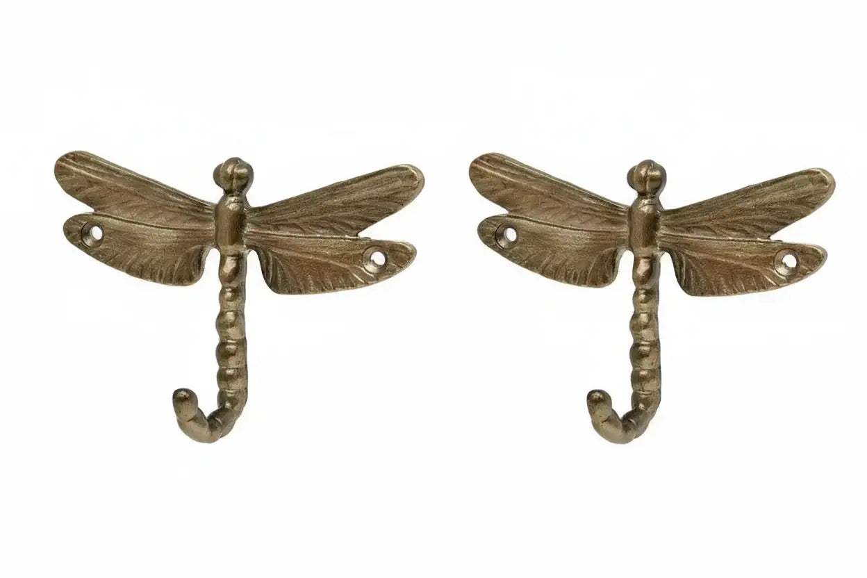 Set of 2 Bronze Dragonfly Door Hooks
