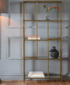 Burnished Bronze Metal and Glass Open Display Shelf Unit - The Farthing