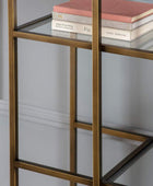 Burnished Bronze Metal and Glass Open Display Shelf Unit - The Farthing