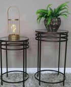 Burnished Bronzed Round Industrial Table Set - The Farthing