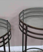 Burnished Bronzed Round Industrial Table Set - The Farthing