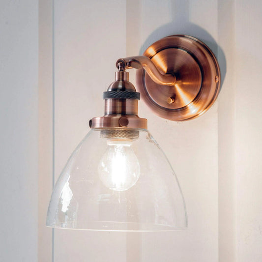 Burnished Copper Glass Wall Light - The Farthing