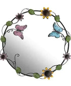 Butterfly & Flowers Metal Garden Mirror - The Farthing