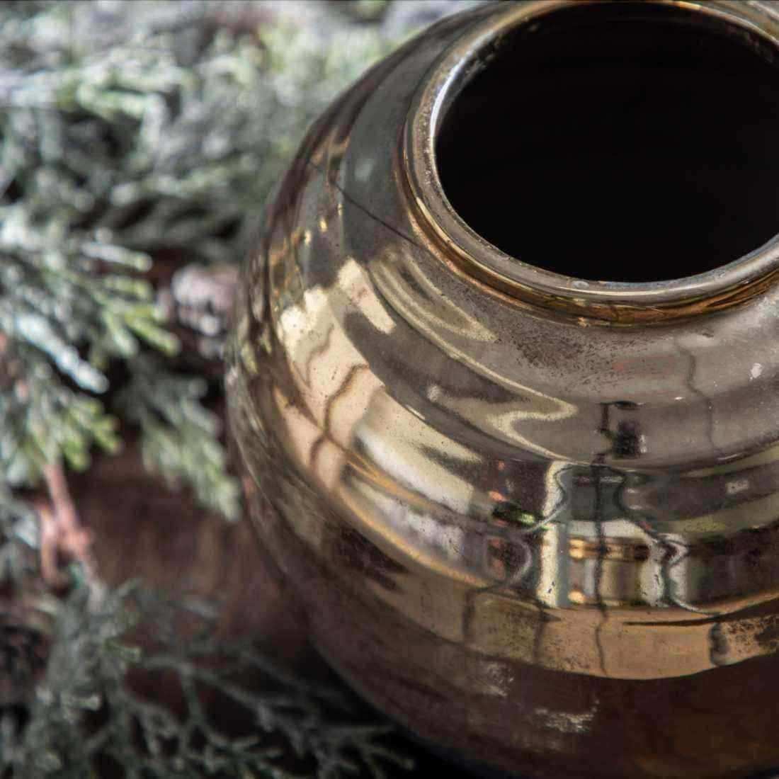 Ceramic Black & Gold Round Vase - Choice of Size - The Farthing
