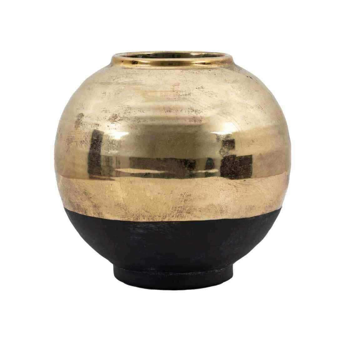 Ceramic Black & Gold Round Vase - Choice of Size - The Farthing