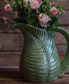 Ceramic Green Leaf Jug Vase - The Farthing