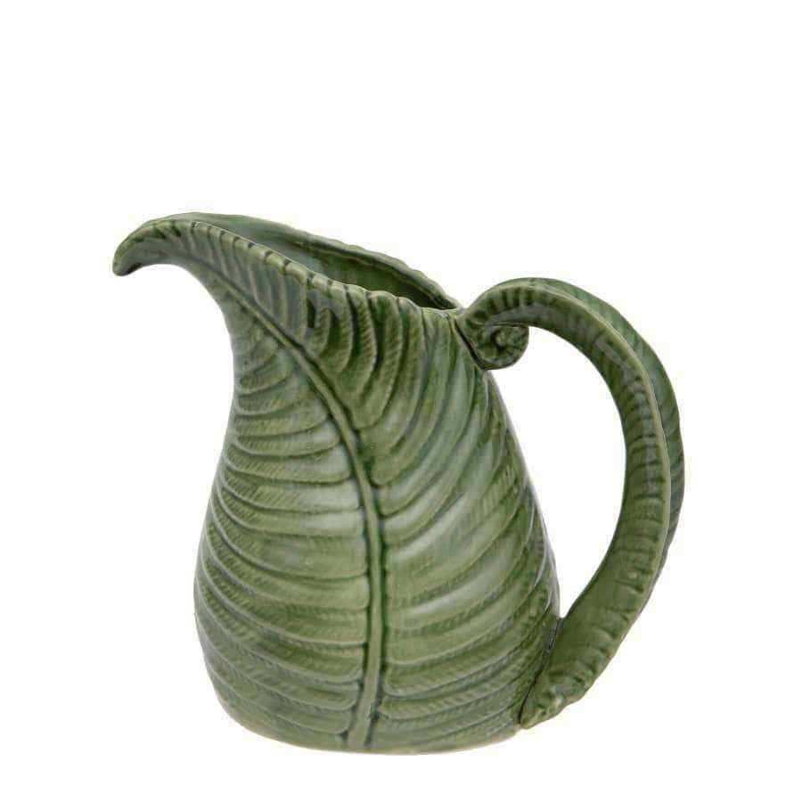 Ceramic Green Leaf Jug Vase - The Farthing