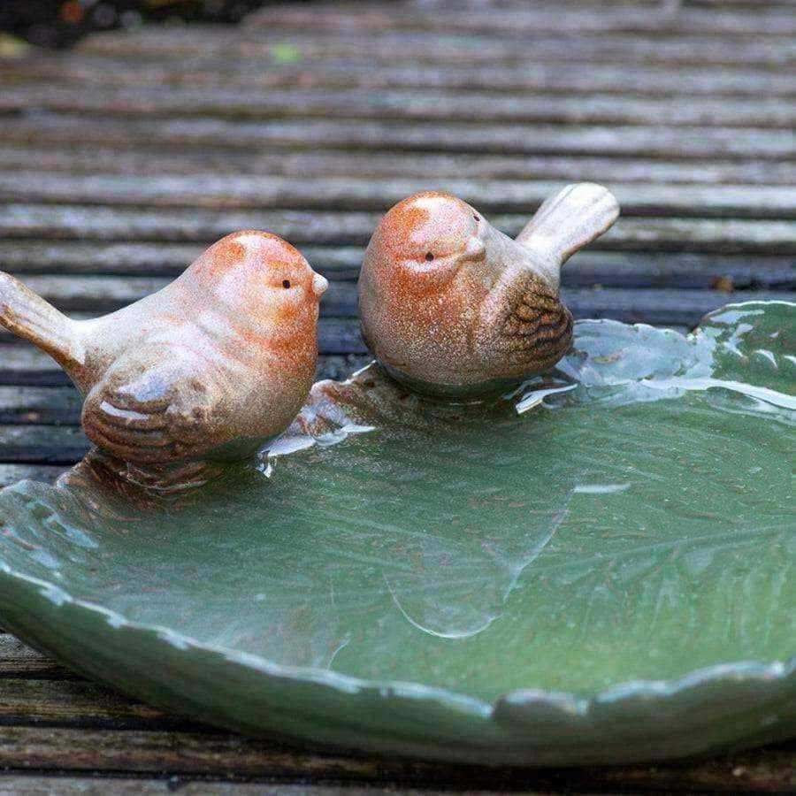 Ceramic Love Birds Feeder or Bird Bath Dish - The Farthing