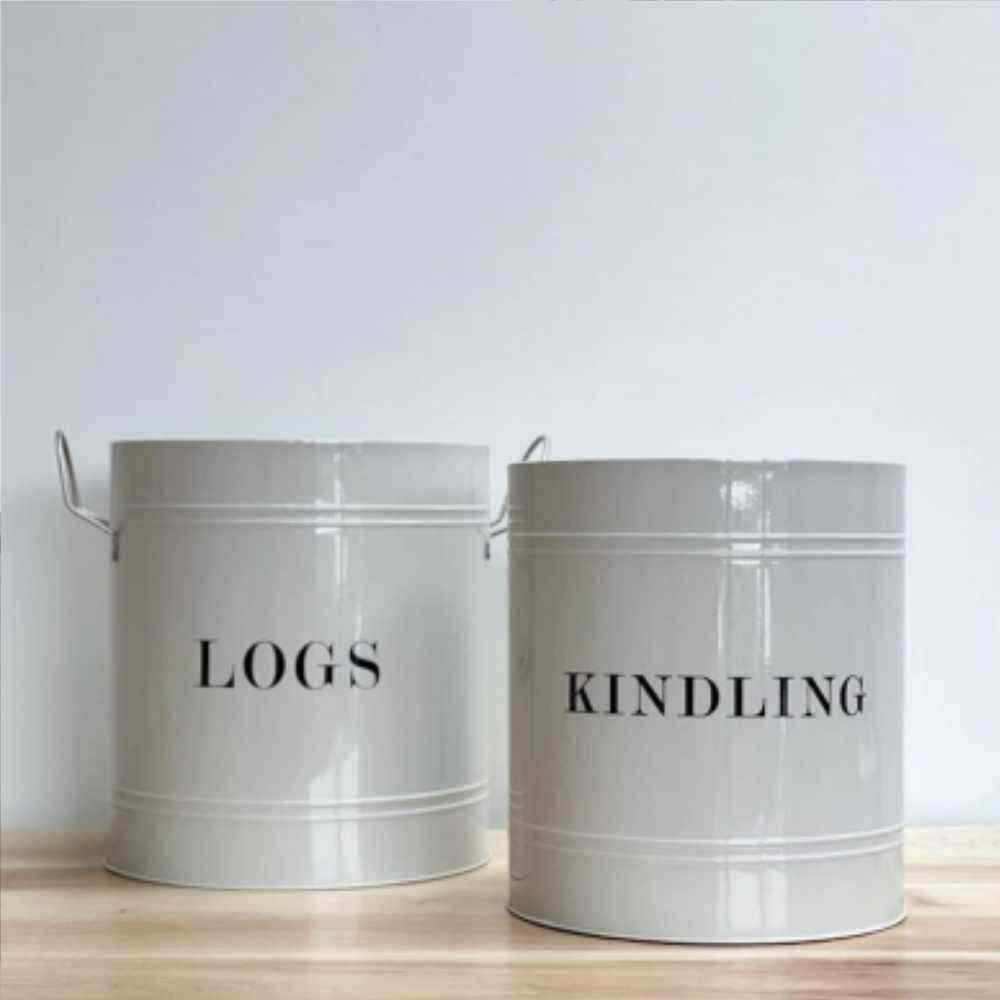 Chalk Log Holder and Kindling Bucket Set - The Farthing