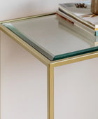 Champagne Gold Metal and Glass Console Table - The Farthing