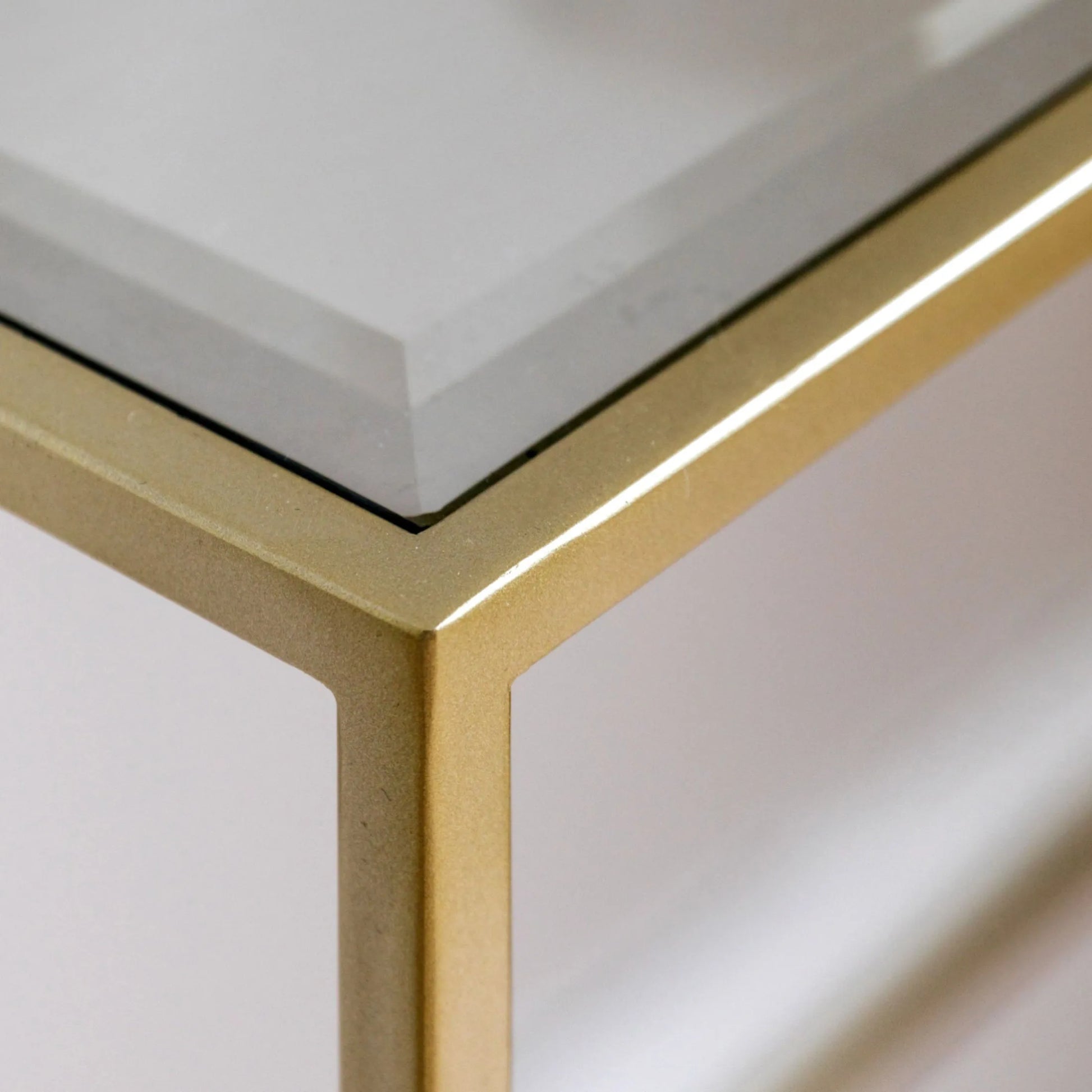 Champagne Gold Metal and Glass Console Table - The Farthing