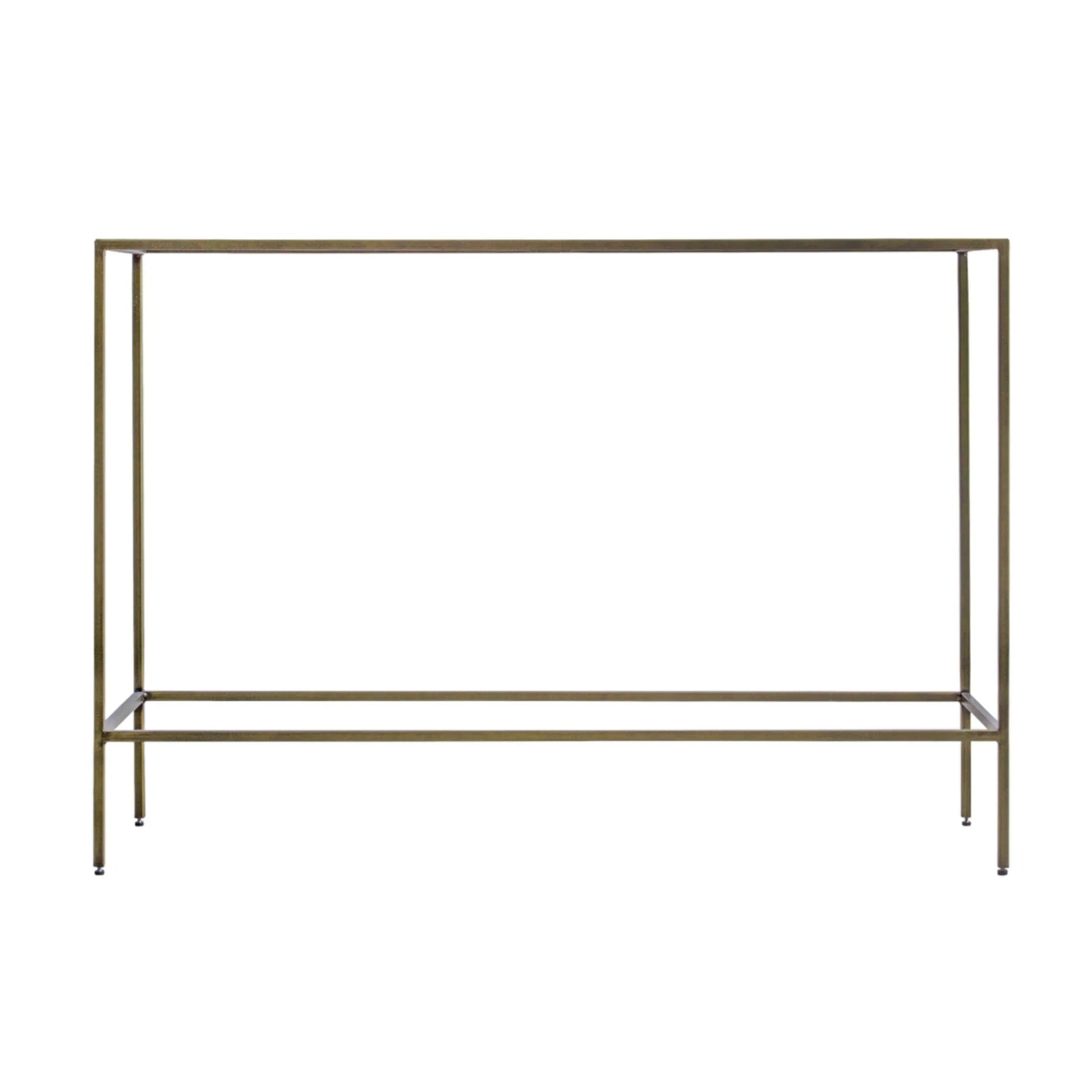 Champagne Gold Metal and Glass Console Table - The Farthing