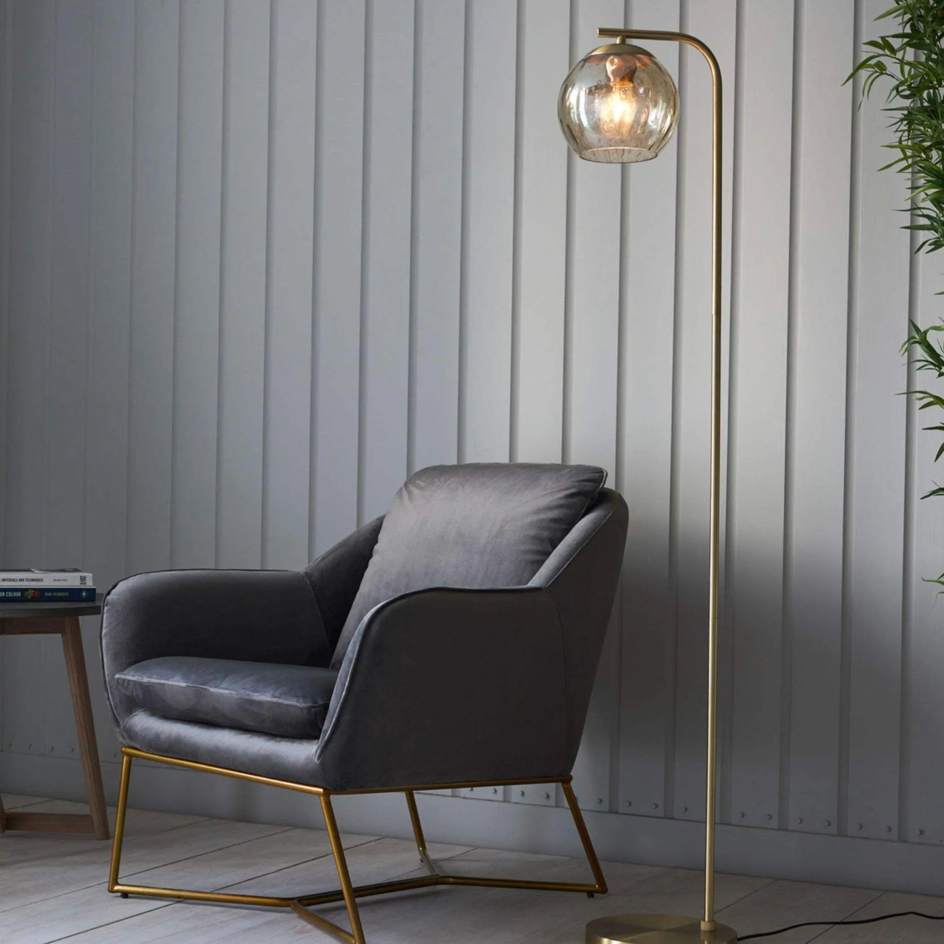 Champagne Lustre Glass Globe Floor Lamp - The Farthing