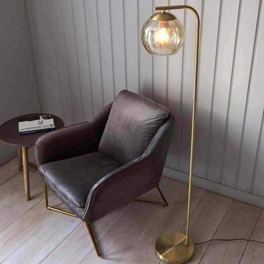 Champagne Lustre Glass Globe Floor Lamp - The Farthing