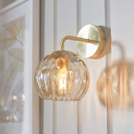 Champagne Lustre Glass Globe Wall Light - The Farthing