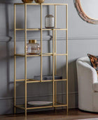 Champagne Metal and Glass Open Display Shelf Unit - The Farthing